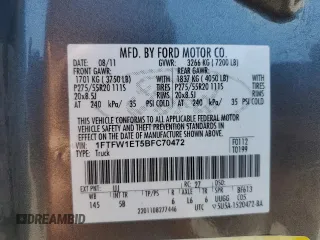 2011 Ford F-150 XLT with VIN 1FTFW1ET5BFC70472, listed as a Copart auction lot 51338825 with 151,719 mi miles and Salvage Title. Bid and sale history available at carsss.com. Image 14.