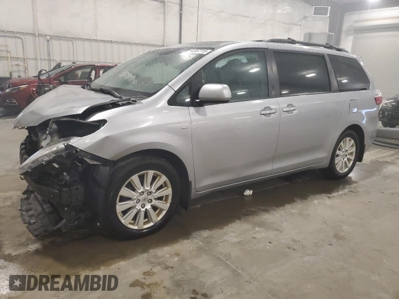 2017 Toyota Sienna XLE with VIN 5TDDZ3DC4HS166141, listed as a Copart auction lot 64357715 with 124,184 mi miles and Salvage title. Bid and sale history available at DreamBid. Image 1.