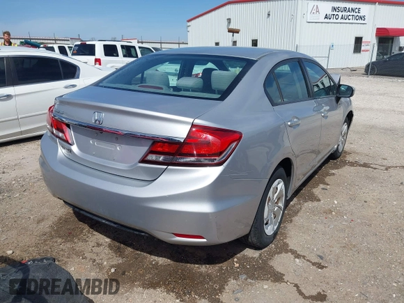 2014 Honda Civic Sedan LX with VIN 19XFB2F50EE039186, listed as a IAAI auction lot 41822494 with 116,499 mi miles. Bid and sale history available at carsss.com. Image 4.