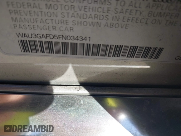 2015 Audi A8 3.0T with VIN WAU3GAFD5FN034341, listed as a IAAI auction lot 40892275 with 87,713 mi miles and . Bid and sale history available at DreamBid. Image 9.