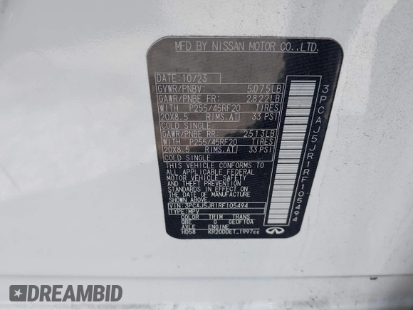 2024 Infiniti QX55 Luxe с VIN 3PCAJ5JR1RF105494, выставлен на аукционе IAAI как лот 41952515 с пробегом 13 734 миль миль и . История ставок и продаж доступна на DreamBid. Изображение 9.