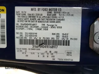 2015 Ford Fusion SE with VIN 3FA6P0HD4FR168977, listed as a Copart auction lot 48917175 with 101,112 mi miles and Salvage Title. Bid and sale history available at carsss.com. Image 13.