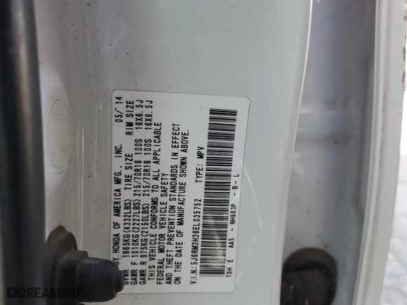 2014 Honda CR-V LX with VIN 5J6RM3H36EL035752, listed as a Copart auction lot 46510955 with 164,320 mi miles and Salvage Title. Bid and sale history available at carsss.com. Image 15.