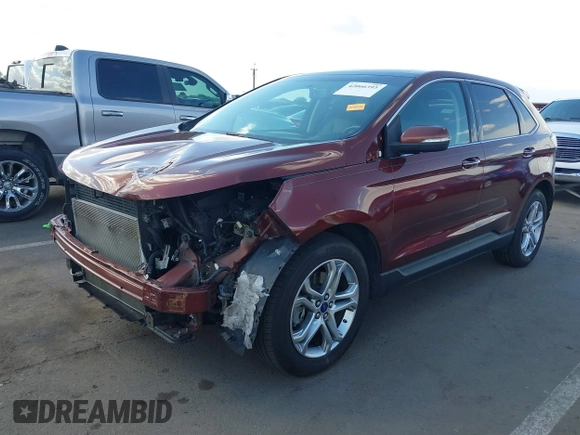 2015 Ford Edge Titanium with VIN 2FMTK4K8XFBB08680, listed as a IAAI auction lot 42066393 with 106,287 mi miles. Bid and sale history available at carsss.com. Image 18.
