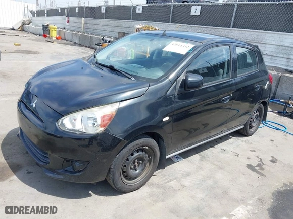 2014 Mitsubishi Mirage DE with VIN ML32A3HJ9EH008582, listed as a IAAI auction lot 42011332 with 135,260 mi miles. Bid and sale history available at carsss.com. Image 2.