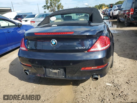 2010 BMW 6 Series 650i with VIN WBAEB5C52AC224680, listed as a Copart auction lot 74265734 with 0 mi miles and Salvage Title. Bid and sale history available at carsss.com. Image 6.