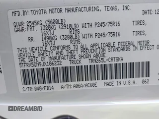 2018 Toyota Tacoma SR with VIN 5TFRX5GN9JX106232, listed as a IAAI auction lot 41634120 with 66,674 mi miles and . Bid and sale history available at DreamBid. Image 9.