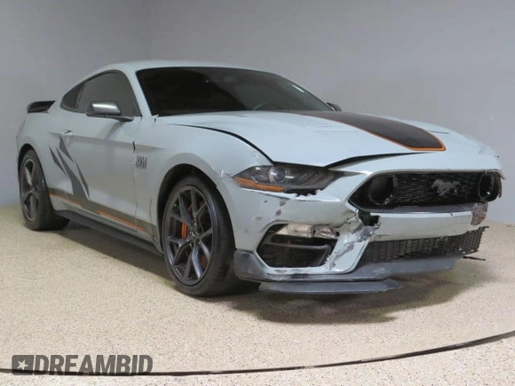 2023 Ford Mustang Mach 1 with VIN 1FA6P8R02P5502244, listed as a Copart auction lot 46698935 with 12,573 mi miles and Clean title. Bid and sale history available at DreamBid. Image 1.