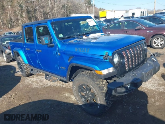 2021 Jeep Gladiator Willys with VIN 1C6HJTAG3ML572690, listed as a IAAI auction lot 41649907 with 74,734 mi miles and . Bid and sale history available at DreamBid. Image 1.