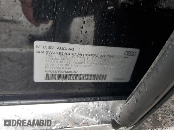 2015 Audi A8 L 4.0T with VIN WAU32AFD3FN004897, listed as a Copart auction lot 43602063 with 53,271 mi miles. Bid and sale history available at carsss.com. Image 12.