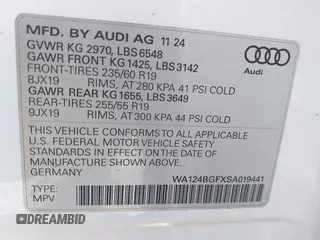 2025 Audi Q6 e-tron Premium Plus z VIN WA124BGFXSA019441, wystawiony jako IAAI lot #41838548 z przebiegiem 138 mil mil oraz . Historia ofert i sprzedaży dostępna na DreamBid. Obrazek 9.