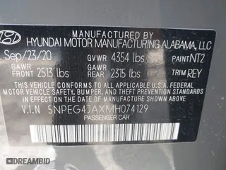2021 Hyundai Sonata SE with VIN 5NPEG4JAXMH074129, listed as a IAAI auction lot 41775804 with 83,359 mi miles. Bid and sale history available at carsss.com. Image 9.