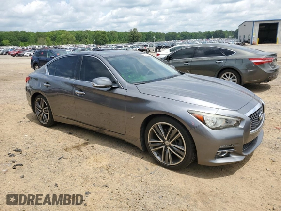 2014 Infiniti Q50 Premium with VIN JN1BV7AP8EM682000, listed as a Copart auction lot 53619995 with 117,515 mi miles and Salvage title. Bid and sale history available at DreamBid. Image 4.