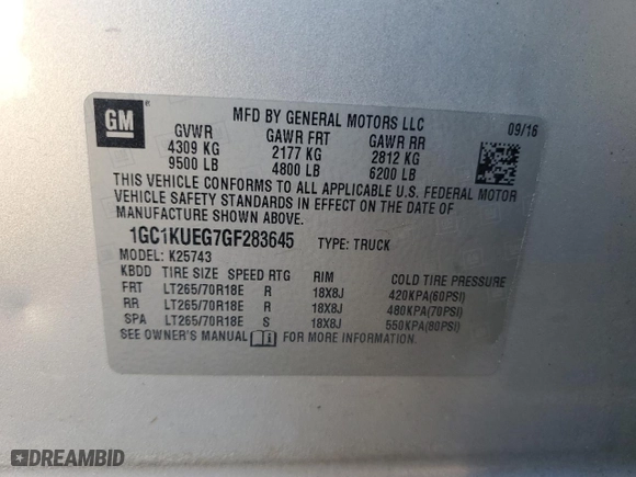 2016 Chevrolet Silverado 2500HD Work Truck with VIN 1GC1KUEG7GF283645, listed as a Copart auction lot 49126315 with 329,819 mi miles and Salvage Title. Bid and sale history available at carsss.com. Image 12.