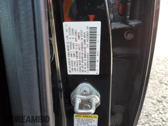 2012 Acura TSX Technology with VIN JH4CW2H6XCC004221, listed as a Copart auction lot 87576035 with 123,688 mi miles and Salvage title. Bid and sale history available at DreamBid. Image 14.