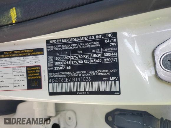 2018 Mercedes-Benz GLS 450 with VIN 4JGDF6EE7JB141026, listed as a Copart auction lot 62914324 with Not Provided miles and Non Repairable. Bid and sale history available at DreamBid. Image 14.