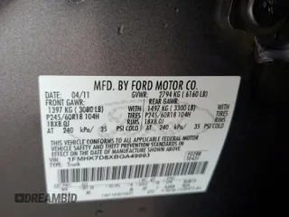 2011 Ford Explorer XLT with VIN 1FMHK7D8XBGA49993, listed as a Copart auction lot 59285765 with 171,062 mi miles and Non repairable. Bid and sale history available at DreamBid. Image 13.