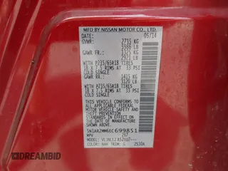 2014 Nissan Pathfinder S z VIN 5N1AR2MM6EC699851, wystawiony jako IAAI lot #42560019 z przebiegiem 186 627 mil mil oraz . Historia ofert i sprzedaży dostępna na DreamBid. Obrazek 9.