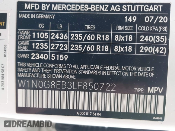 2020 Mercedes-Benz GLC 300 z VIN W1N0G8EB3LF850722, wystawiony jako IAAI lot #42143874 z przebiegiem 71 312 mil mil oraz . Historia ofert i sprzedaży dostępna na DreamBid. Obrazek 9.