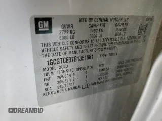 2016 Chevrolet Colorado 4WD LT with VIN 1GCGTCE37G1351681, listed as a Copart auction lot 45105325 with 126,252 mi miles and Salvage title. Bid and sale history available at DreamBid. Image 12.
