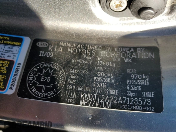 2010 Kia Soul + with VIN KNDJT2A22A7123573, listed as a Copart auction lot 49043535 with 180,534 mi miles and Salvage Title. Bid and sale history available at DreamBid. Image 12.