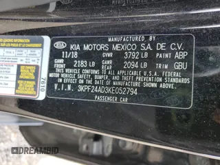 2019 Kia Forte LXS z VIN 3KPF24AD3KE052794, wystawiony jako Copart lot #53907935 z przebiegiem 128 394 mil mil oraz Szkoda całkowita • Salvage title. Historia ofert i sprzedaży dostępna na DreamBid. Obrazek 12.