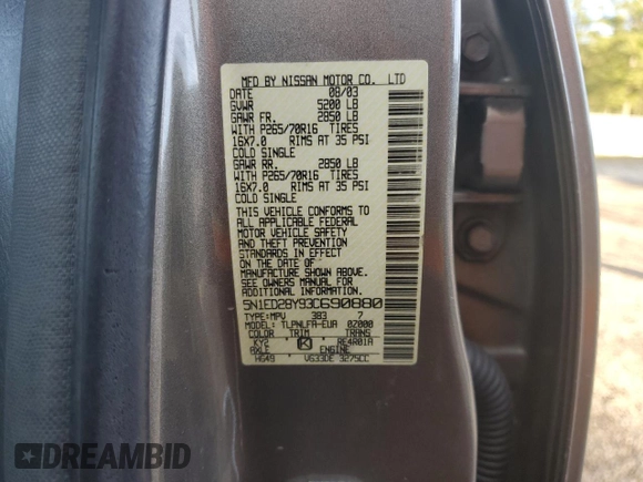 2003 Nissan Xterra XE z VIN 5N1ED28Y93C690880, wystawiony jako Copart lot #44200485 z przebiegiem 126 298 mil mil oraz Szkoda całkowita • Salvage title. Historia ofert i sprzedaży dostępna na DreamBid. Obrazek 13.