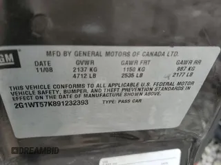 2009 Chevrolet Impala LT with VIN 2G1WT57K891232393, listed as a Copart auction lot 48184545 with 148,311 mi miles and Salvage Title. Bid and sale history available at DreamBid. Image 14.