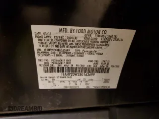 2011 Ford Taurus SE with VIN 1FAHP2DW3BG163699, listed as a Copart auction lot 43186495 with 84,493 mi miles and Salvage Title. Bid and sale history available at DreamBid. Image 12.