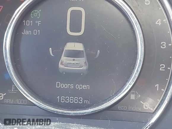 2015 FIAT 500 Abarth with VIN 3C3CFFFH2FT507879, listed as a IAAI auction lot 42135649 with 163,663 mi miles. Bid and sale history available at carsss.com. Image 7.