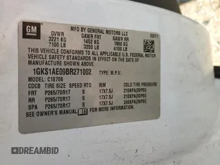 2011 GMC Yukon SLE with VIN 1GKS1AE09BR271002, listed as a Copart auction lot 49349275 with 245,183 mi miles and Salvage Title. Bid and sale history available at carsss.com. Image 15.