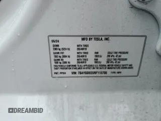 2024 Tesla Model Y Long Range with VIN 7SAYGDEE5RF115706, listed as a Copart auction lot 45002255 with 9,255 mi miles and Salvage Title. Bid and sale history available at DreamBid. Image 12.