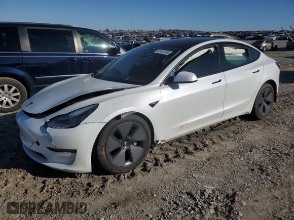 2021 Tesla Model 3 Standard Range Plus with VIN 5YJ3E1EA8MF852089, listed as a Copart auction lot 46157845 with 82,979 mi miles and Salvage Title. Bid and sale history available at DreamBid. Image 1.