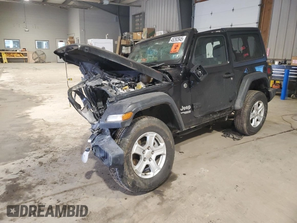 2020 Jeep Wrangler Sport S z VIN 1C4GJXAGXLW118347, wystawiony jako Copart lot #45292845 z przebiegiem Nie podano mil oraz Szkoda całkowita • Salvage title. Historia ofert i sprzedaży dostępna na DreamBid. Obrazek 1.