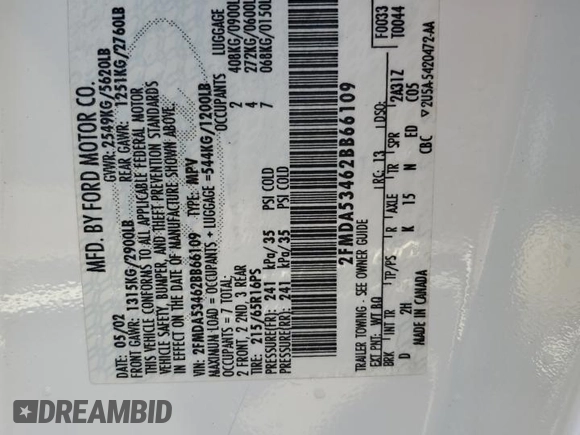 2002 Ford Windstar SEL z VIN 2FMDA53462BB66109, wystawiony jako Copart lot #68246854 z przebiegiem 101 370 mil mil oraz Szkoda całkowita • Salvage title. Historia ofert i sprzedaży dostępna na DreamBid. Obrazek 13.