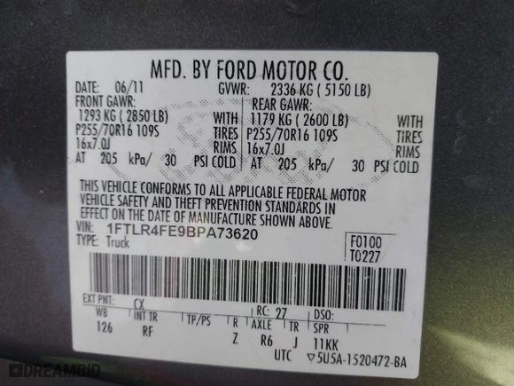 2011 Ford Ranger XLT with VIN 1FTLR4FE9BPA73620, listed as a IAAI auction lot 41441684 with 138,364 mi miles. Bid and sale history available at carsss.com. Image 9.
