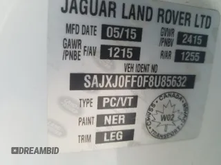 2015 Jaguar XF with VIN SAJXJ0FF0F8U85632, listed as a Copart auction lot 81074904 with 109,630 mi miles and Salvage Title. Bid and sale history available at carsss.com. Image 12.