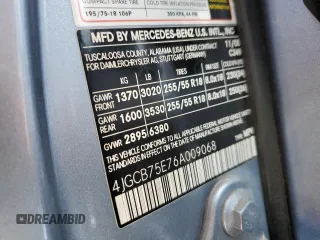 2006 Mercedes-Benz R 5.0L with VIN 4JGCB75E76A009068, listed as a Copart auction lot 64715874 with 194,426 mi miles and Salvage Title. Bid and sale history available at DreamBid. Image 13.