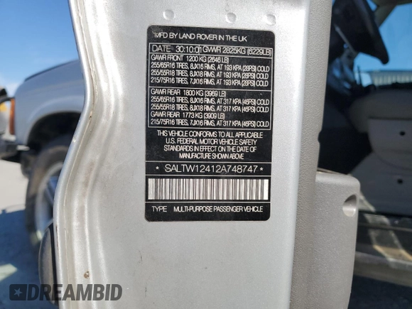 2002 Land Rover Discovery with VIN SALTW12412A748747, listed as a Copart auction lot 47189965 with 130,237 mi miles and Salvage Title. Bid and sale history available at DreamBid. Image 13.