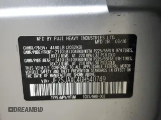 2016 Subaru Forester Touring с VIN JF2SJAXC4GH540749, выставлен на аукционе Copart как лот 61806425 с пробегом 101 916 миль миль и Списание • Salvage title. История ставок и продаж доступна на DreamBid. Изображение 14.