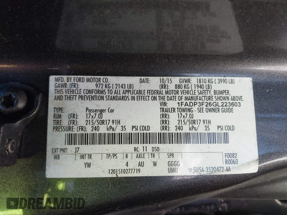 2016 Ford Focus SE with VIN 1FADP3F26GL223603, listed as a IAAI auction lot 41492481 with 146,012 mi miles. Bid and sale history available at carsss.com. Image 9.