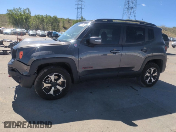 2021 Jeep Renegade Trailhawk with VIN ZACNJDC13MPM09881, listed as a Copart auction lot 57491455 with 24,668 mi miles and Salvage title. Bid and sale history available at DreamBid. Image 1.