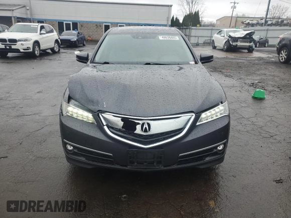 2015 Acura TLX V6 Advance with VIN 19UUB2F74FA023099, listed as a Copart auction lot 48636865 with 74,499 mi miles and Salvage Title. Bid and sale history available at carsss.com. Image 5.