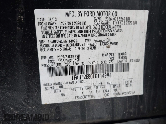 2014 Ford Taurus SEL with VIN 1FAHP2E80EG114996, listed as a IAAI auction lot 41908983 with 136,864 mi miles. Bid and sale history available at carsss.com. Image 9.