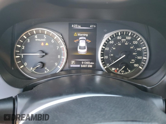 2018 Infiniti Q50 3.0t LUXE with VIN JN1EV7APXJM590796, listed as a Copart auction lot 47481395 with 91,360 mi miles and Salvage Title. Bid and sale history available at carsss.com. Image 9.