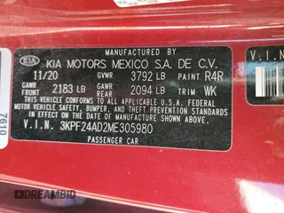 2021 Kia Forte LXS with VIN 3KPF24AD2ME305980, listed as a Copart auction lot 48916325 with 111,688 mi miles and Salvage Title. Bid and sale history available at carsss.com. Image 12.