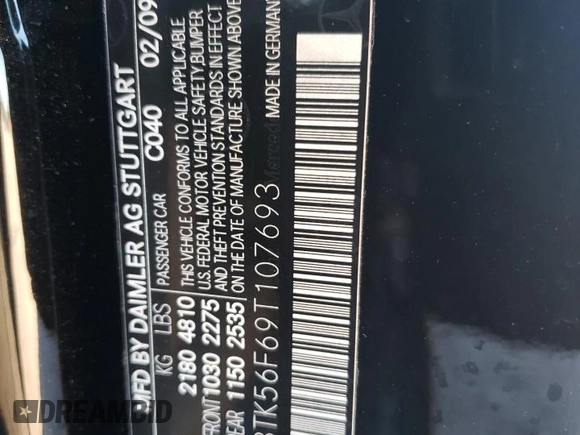 2009 Mercedes-Benz CLK 350 with VIN WDBTK56F69T107693, listed as a Copart auction lot 75328314 with 120,273 mi miles and Salvage Title. Bid and sale history available at DreamBid. Image 13.