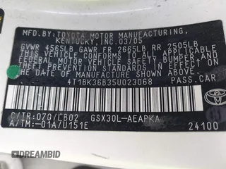 2005 Toyota Avalon XL z VIN 4T1BK36B35U023068, wystawiony jako IAAI lot #41920638 z przebiegiem 196 001 mil mil oraz . Historia ofert i sprzedaży dostępna na DreamBid. Obrazek 9.