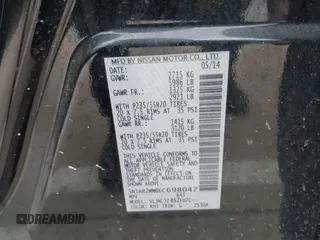 2014 Nissan Pathfinder SV with VIN 5N1AR2MM0EC698047, listed as a IAAI auction lot 41838837 with 159,818 mi miles. Bid and sale history available at carsss.com. Image 9.