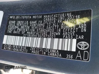 2016 Toyota Corolla L with VIN 2T1BURHE9GC673001, listed as a IAAI auction lot 42397830 with 159,075 mi miles and . Bid and sale history available at DreamBid. Image 9.